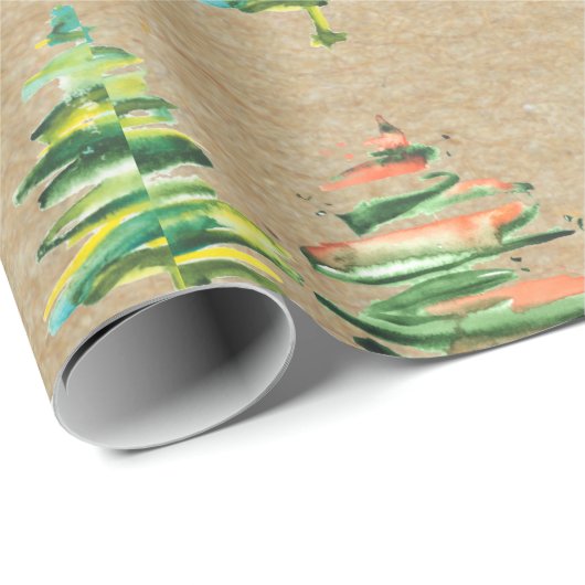 Kraft Colorful Waterverf Abstracte kerstboom Cadeaupapier (Rol Hoek)