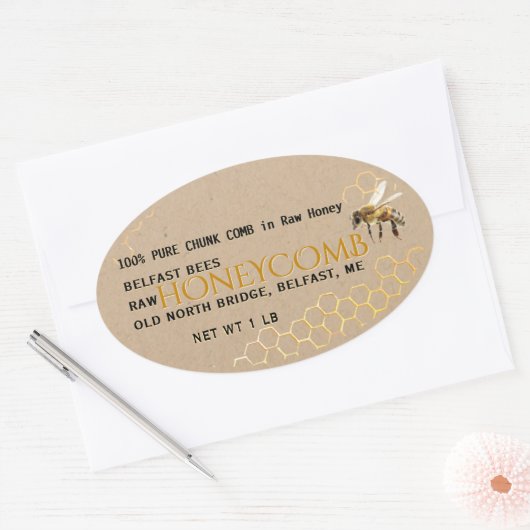 Kraft Comb Honey in Rectangle, Circle, Square of Ovale Sticker (Envelop)