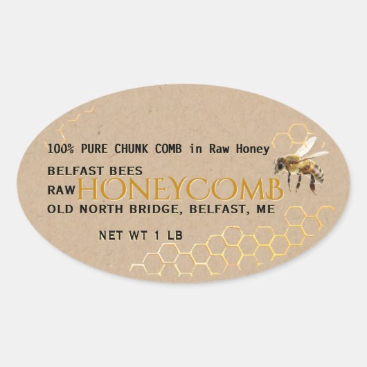 Kraft Comb Honey in Rectangle, Circle, Square of Ovale Sticker (Voorkant)