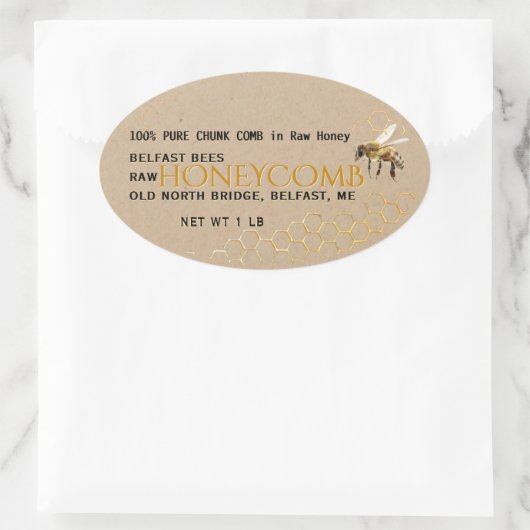 Kraft Comb Honey in Rectangle, Circle, Square of Ovale Sticker (Tas)