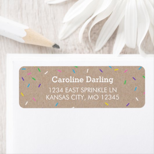 Kraft Confetti Sprinkles Return Address Label (Insitu)