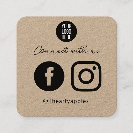 Kraft Connect with Us Social Media QR-code Vierkante Visitekaartje (Voorkant)