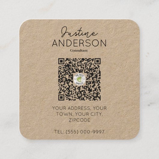 Kraft Connect with Us Social Media QR-code Vierkante Visitekaartje (Achterkant)