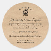 Kraft Cupcake Bakkerij Ingrediënt Product Ronde Sticker (Voorkant)
