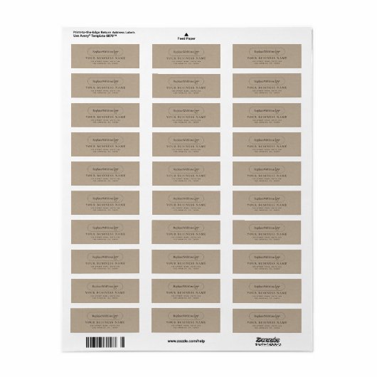 Kraft Custom Lang Horizontaal Dun Bedrijf Logo Etiket (Full Sheet)