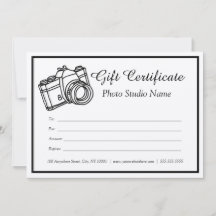 Kraft Custom Photography Gift Certificate