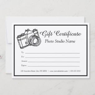 Kraft Custom Photography Gift Certificate Kaart