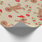 Kraft Cute Gingerbrood Man Candy Cane Kerstmis Cadeaupapier (Hoek)