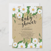 Kraft Daisy Flowers Baby shower Invitation Kaart (Voorkant)