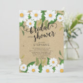 Kraft Daisy Flowers Bridal Shower Uitnodiging (Staand voorkant)