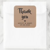 Kraft dank u Stickers, bruiloft dank u, Kraft Vierkante Sticker (Tas)