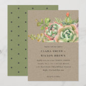 KRAFT DESERT SUCCULENT CACTI FOLIAGE BUNCH WEDDING KAART (Voorkant / Achterkant)