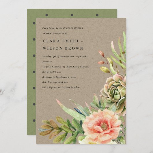 KRAFT DESERT SUCCULENT CACTI FOLIAGE COUPLE SHOWER KAART (Voorkant / Achterkant)