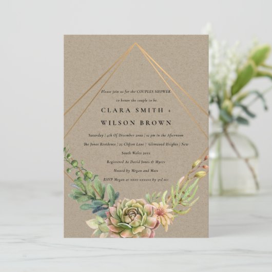 KRAFT DESERT SUCCULENT CACTI FOLIAGE COUPLE SHOWER KAART (Staand voorkant)