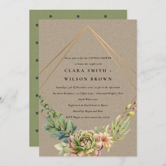 KRAFT DESERT SUCCULENT CACTI FOLIAGE COUPLE SHOWER KAART (Voorkant / Achterkant)