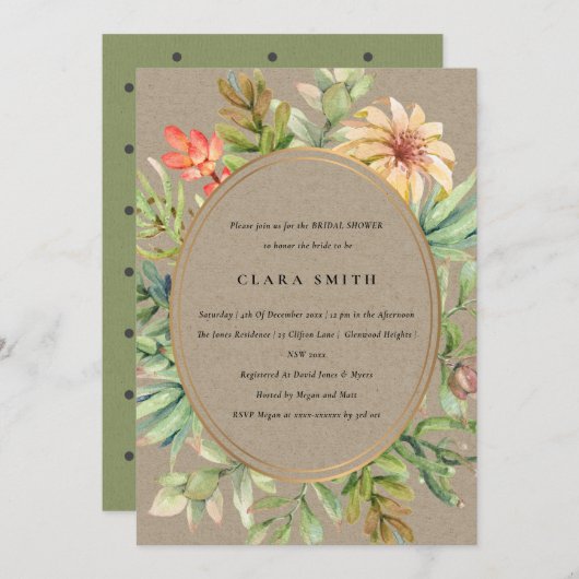 KRAFT DESERT SUCCULENT CACTI FOLIAGE VRIJGEZELLENF KAART (Voorkant / Achterkant)