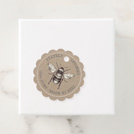 Kraft Dotted Border Apiary Jar Neck Label (In situ)