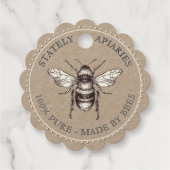 Kraft Dotted Border Apiary Jar Neck Label (Voorkant)
