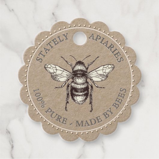 Kraft Dotted Border Apiary Jar Neck Label (Voorkant)