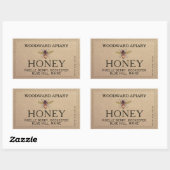 Kraft Double Border Honey Label met Honeybee (Vel)