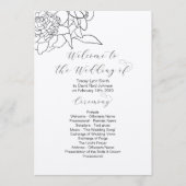 Kraft Drawn Floral Wedding Programme 2 sided Programmakaart (Voorkant)