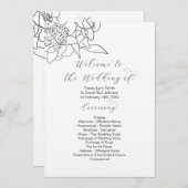 Kraft Drawn Floral Wedding Programme 2 sided Programmakaart (Voorkant / Achterkant)