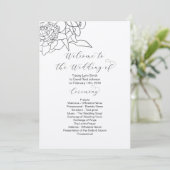 Kraft Drawn Floral Wedding Programme 2 sided Programmakaart (Staand voorkant)