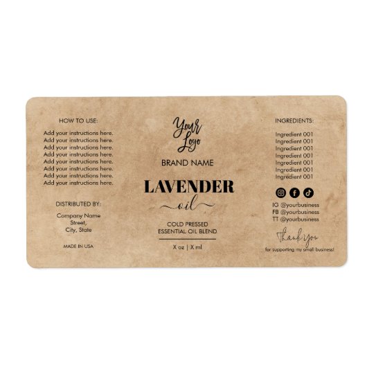 Kraft Dropper Fles Etiket Logo (Voorkant)