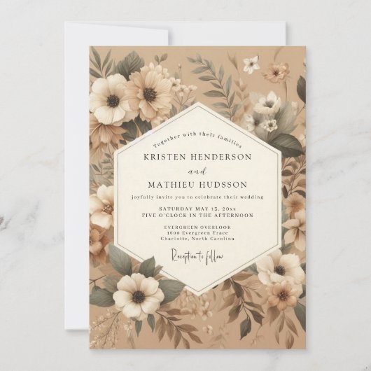 Kraft Earthy Rustic Wedding Kaart (Voorkant)