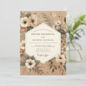 Kraft Earthy Rustic Wedding Kaart (Staand voorkant)