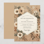 Kraft Earthy Rustic Wedding Kaart (Voorkant / Achterkant)