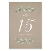 Kraft eenvoudige kalligrafie rustieke groen bruilo kaart (Achterkant)