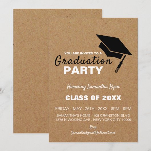 Kraft Effect, Afstudeerder Pet, GraduPartij Uitnod Aankondiging (Voorkant / Achterkant)