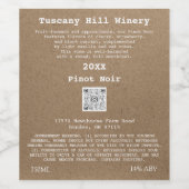 Kraft Effect Modern QR Code LOGO Beschrijving Wijn Etiket (Enkel label)