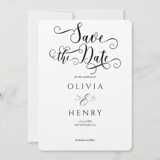 Kraft Elegant Kalligrafie Script Foto QR Code Save The Date (Voorkant)