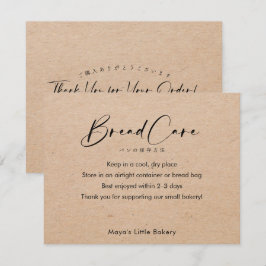 Kraft Elegant Schrift Brood Verzorgingsinstructies Bedankkaart