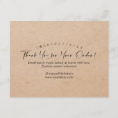 Kraft Elegant Script Cake Verzorgingsinstructies Bedankkaart (Achterkant)