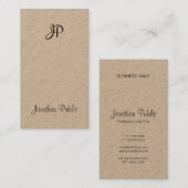 Kraft Elegant Script Modern Monogram Graceful Luxe Visitekaartje (Voorkant / Achterkant)