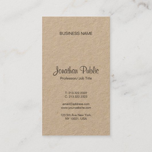 Kraft Elegant Script Modern Monogram Graceful Luxe Visitekaartje (Achterkant)