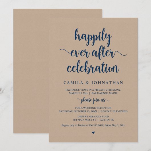 Kraft Elopement, Happily Ever After-viering Kaart (Voorkant / Achterkant)