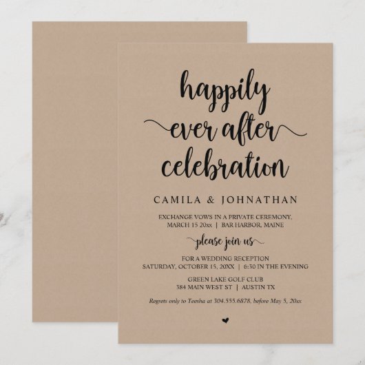 Kraft Elopement, Happily Ever After-viering Kaart (Voorkant / Achterkant)