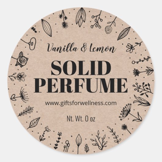 Kraft en bloemen zelfgemaakte massief parfum label (Voorkant)