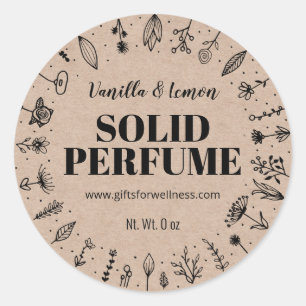 Kraft en bloemen zelfgemaakte massief parfum label