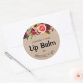 Kraft en kleurrijke bloemen lippenbalsem potetiket ronde sticker (Envelop)