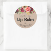 Kraft en kleurrijke bloemen lippenbalsem potetiket ronde sticker (Tas)