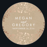 Kraft en Roos Gold Baby's Breath Bruiloft Ronde Sticker<br><div class="desc">Baby's breath faux folie roos gouden en kraft stijl bruiloft stickers - seals</div>