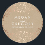 Kraft en Roos Gold Baby's Breath Bruiloft Ronde Sticker<br><div class="desc">Baby's breath faux folie roos gouden en kraft stijl bruiloft stickers - seals</div>