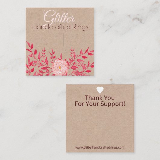 Kraft- en Roze foliage Ring-verpakking Vierkante Visitekaartje (Voorkant / Achterkant)