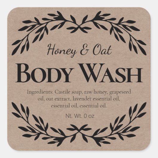 Kraft-etiketten voor lichaamswas vierkante sticker (Voorkant)