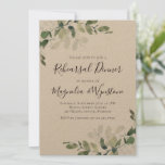 Kraft Eucalyptus Rehearsal Dinner Luxury Kaart<br><div class="desc">Dit exclusieve ontwerp kenmerkt de bladeren van de waterverf eucalyptus en een elegante manuscriptdoopvont.</div>